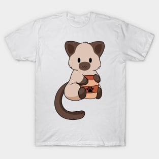 Siamese Cat with Coffee T-Shirt